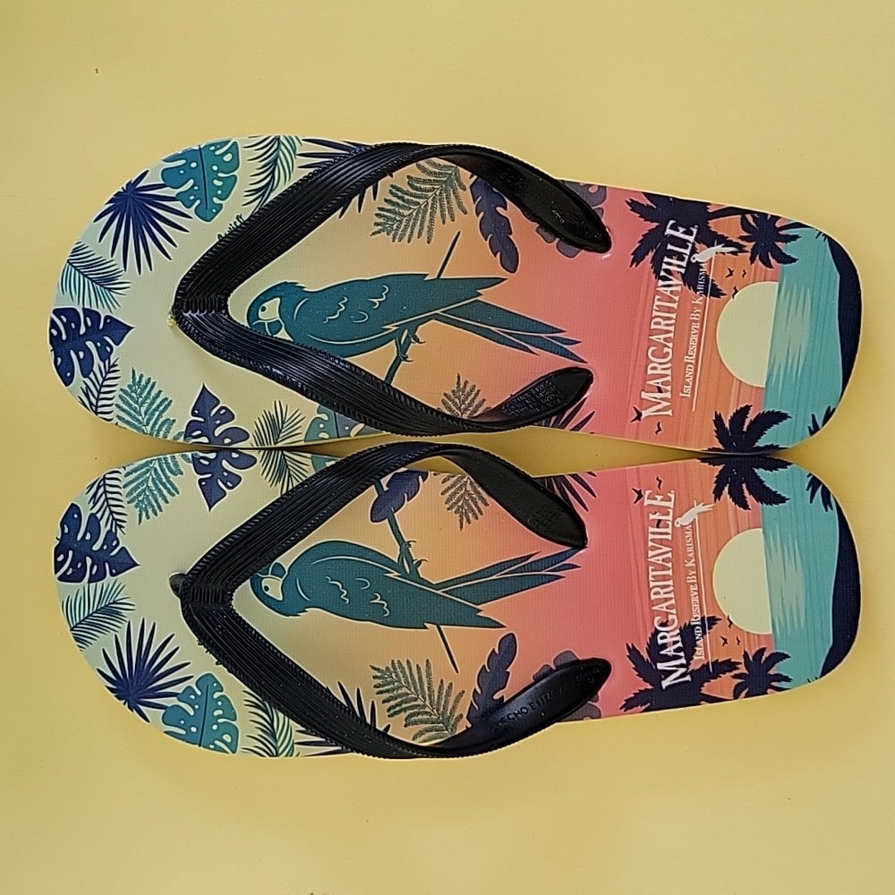 Margaritavilla Printed Thong Flip Flops, Size 10